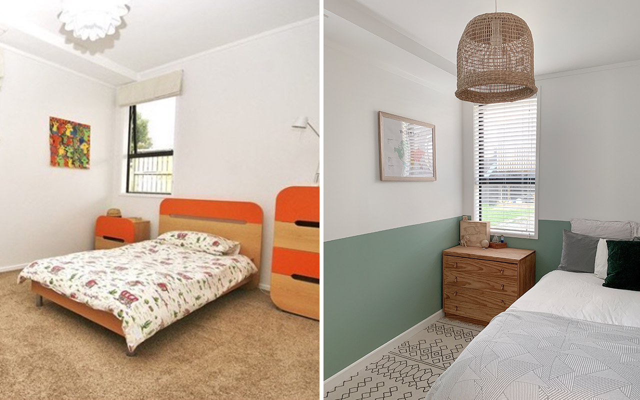 Archer's room before (left) and after (right