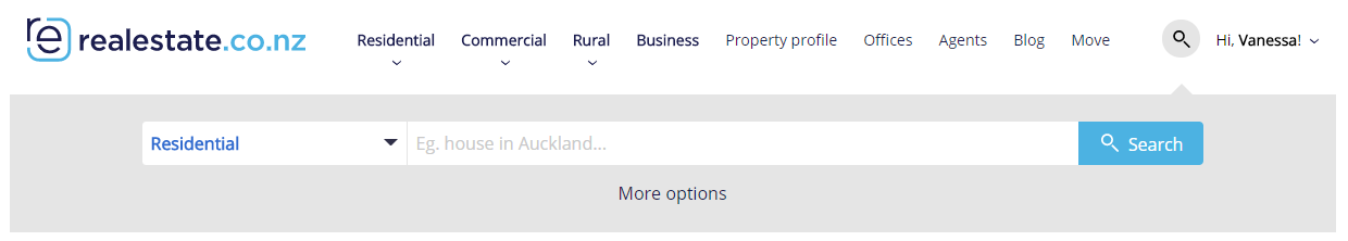 Search bar for realestate.co.nz